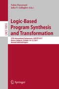 Cover: Logic-Based Program Synthesis and Transformation - Springer