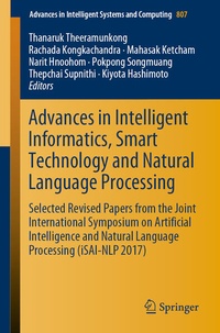 Enlarge image Cover: Advances in Intelligent Informatics, Smart Technology and Natural Language Processing - Springer