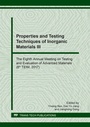 Cover: Properties and Testing Techniques of Inorganic Materials III - Trans Tech Publications Ltd