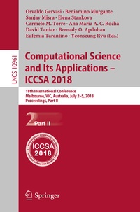 Enlarge image Cover: Computational Science and Its Applications - ICCSA 2018 - Springer