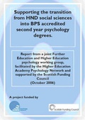 Cover: Supporting the Transition from HND Social Sciences into BPS Accredited Second Year Psychology Degrees - The Higher Education Academy Psychology Network