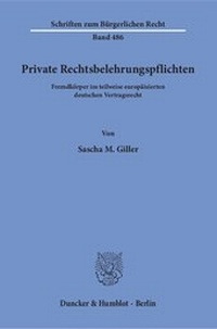 Abbildung von: Private Rechtsbelehrungspflichten. - Duncker & Humblot