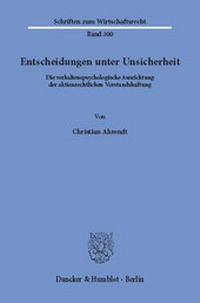 Abbildung von: Entscheidungen unter Unsicherheit - Duncker & Humblot