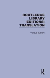 Abbildung von: Routledge Library Editions: Translation - Routledge