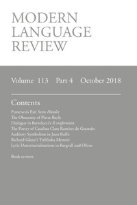 Enlarge image Cover: Modern Language Review (113 - Modern Humanities Research Association