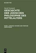 Cover: Materie und Form bei Aristoteles - De Gruyter