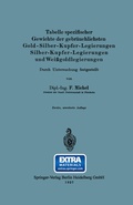 Cover: Tabelle spezifischer Gewichte der gebr&auml;uchlichsten Gold-Silber-Kupfer-Legierungen Silber-Kupfer-Legierungen und Wei&szlig;goldlegierungen - Springer