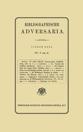 Cover: Bibliographische Adversaria - Springer
