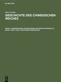 Bild: Anmerkungen, Ergänzungen und Berichtigungen zu Band I und II. Sach- und Namen-Verzeichnis - De Gruyter