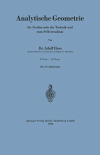 Abbildung von: Analytische Geometrie für Studierende der Technik und zum Selbststudium - Springer
