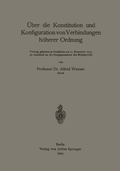 Cover: &Uuml;ber die Konstitution und Konfiguration von Verbindungen h&ouml;herer Ordnung - Springer