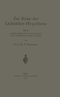 Abbildung von: Zur Krise der Lichtäther-Hypothese - Springer