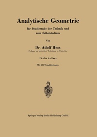 Abbildung von: Analytische Geometrie für Studierende der Technik und zum Selbststudium - Springer