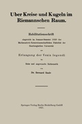 Bild: Uber Kreise und Kugeln im Riemannschen Raum - Springer