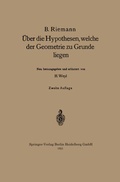 Cover: &Uuml;ber die Hypothesen, welche der Geometrie zu Grunde liegen - Springer