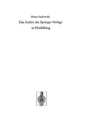 Cover: Das Archiv des Springer-Verlags in Heidelberg - Springer