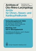 Cover: Nachtrag zum Teil II: Sitzungsbericht - Springer