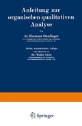 Cover: Anleitung zur organischen qualitativen Analyse - Springer