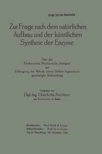 Abbildung von: Zur Frage nach dem natürlichen Aufbau und der künstlichen Synthese der Enzyme - Springer