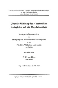 Abbildung von: Über die Wirkung des ?-bestrahlten d-Arginins auf die Oxydationslage - Springer