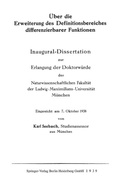 Cover: &Uuml;ber die Erweiterung des Definitionsbereiches differenzierbarer Funktionen - Springer