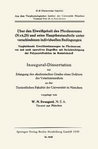 Abbildung von: Über den Eiweißgehalt des Pferdeserums (N X 6, 25) und seine Hauptbestandteile unter verschiedenen individuellen Bedingungen - Springer
