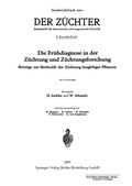 Cover: Die Fr&uuml;hdiagnose in der Z&uuml;chtung und Z&uuml;chtungsforschung - Springer