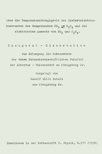Abbildung von: Über die Temperaturabhängigkeit der Dielektrizitäts-konstanten des Gasgemisches NO2 ? N2O4 und die elektrischen Momente von NO2 und N2O4 - Springer