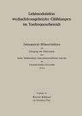 Cover: Lichtmodulation wechselstromgeheiZter Gl&uuml;hlampen im TonfrequenZbereich - Springer