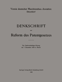 Abbildung von: Denkschrift zur Reform des Patentgesetzes - Springer