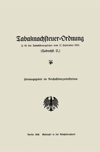 Abbildung von: Tabaknachsteuer-Ordnung - Springer