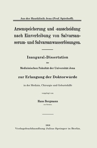 Abbildung von: Arsenspeicherung und -ausscheidung nach Einverleibung von Salvarsanserum- und Salvarsanwasserlösungen - Springer