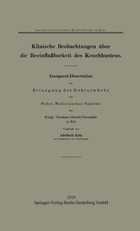 Abbildung von: Klinische Beobachtungen über die Beeinflußbarkeit des Keuchhustens - Springer