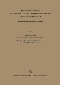 Abbildung von: Berechnung des elektrischen Durchschlags durch feste und flüssige Isolatoren - VS Verlag für Sozialwissenschaften