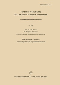 Abbildung von: Eine neuartige Apparatur zur Hochspannungs-Papierelektrophorese - VS Verlag für Sozialwissenschaften