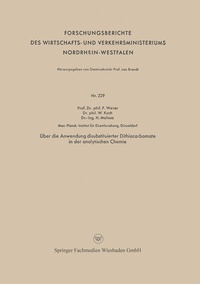 Abbildung von: Über die Anwendung disubstituierter Dithiocarbamate in der analytischen Chemie - VS Verlag für Sozialwissenschaften