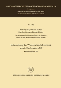 Abbildung von: Untersuchung der Wasserspiegelabsenkung um ein Flachwasserschiff - VS Verlag für Sozialwissenschaften