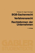 Cover: BGB-Sachenrecht / Verfahrensrecht / Rechtsformen der Unternehmen - Springer Gabler