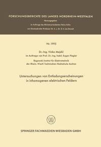 Abbildung von: Untersuchungen von Entladungserscheinungen in inhomogenen elektrischen Feldern - VS Verlag für Sozialwissenschaften
