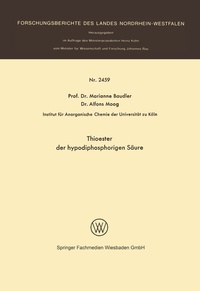 Abbildung von: Thioester der hypodiphosphorigen Säure - VS Verlag für Sozialwissenschaften