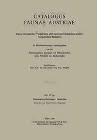 Enlarge image Cover: Hymenoptera-Heterogyna: Formicidae - Springer