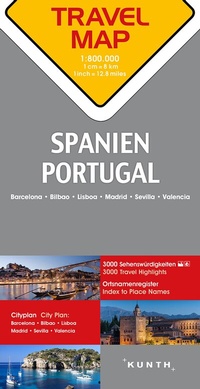 Abbildung von: KUNTH TRAVELMAP Spanien, Portugal 1:800.000 - Kunth Verlag