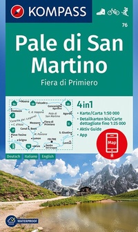 Abbildung von: KOMPASS Wanderkarte 76 Pale di San Martino, Fiera di Primiero 1:50.000 - KOMPASS-Karten