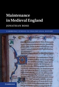 Cover: Maintenance in Medieval England - Cambridge University Press