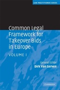 Cover: Common Legal Framework for Takeover Bids in Europe: Volume 1 - Cambridge University Press
