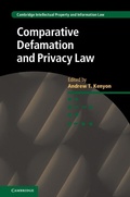 Cover: Comparative Defamation and Privacy Law - Cambridge University Press