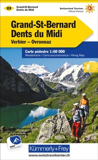 Abbildung von: Kümmerly+Frey Wanderkarte 22 Grand-St-Bernard, Dents du Midi 1:60.000 - Hallwag Kümmerly+Frey