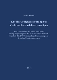 Abbildung von: Kreditwürdigkeitsprüfung bei Verbraucherdarlehensverträgen - BoD - Books on Demand