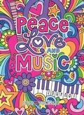 Cover: Notebook Doodles Peace Love and Music Guided Journal - Quiet Fox Designs