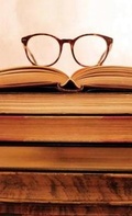 Cover: 5.5 x 8.5 inch Hardcover Blank Journal Books and Glasses Cover Art by Annie Brule - Chatwin Books